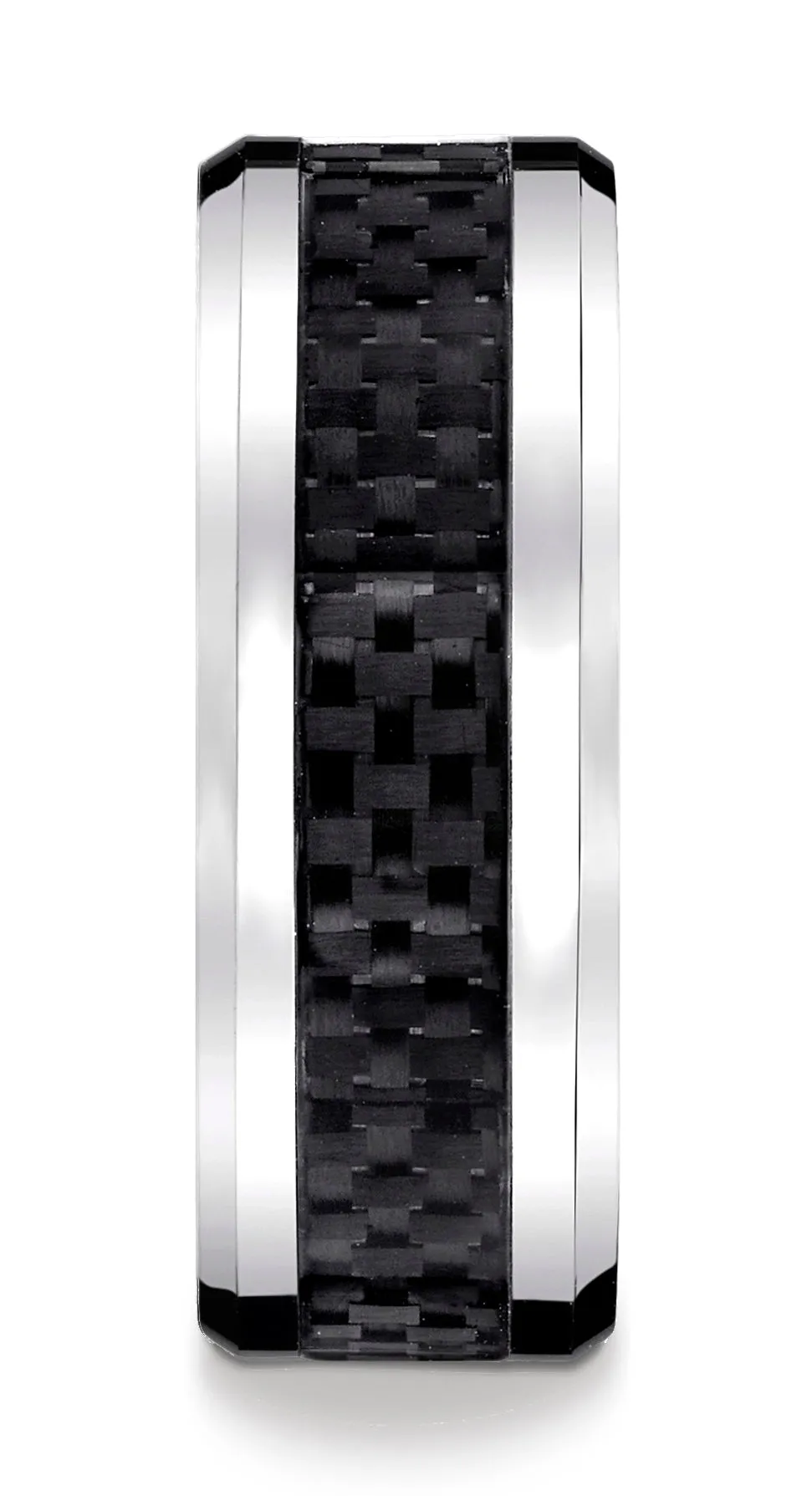 Benchmark Cobaltchrome 8mm Comfort-Fit Carbon Fiber Inlay Design Wedding Band Ring, (Sizes 6 - 14)