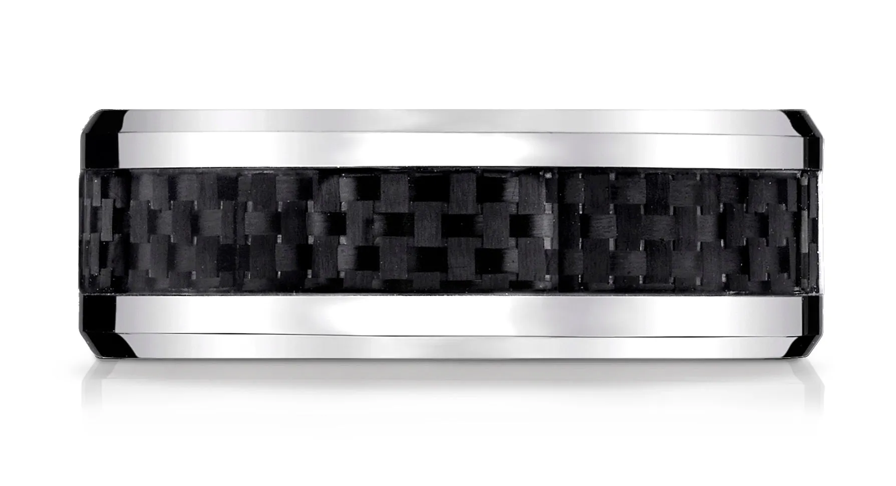 Benchmark Cobaltchrome 8mm Comfort-Fit Carbon Fiber Inlay Design Wedding Band Ring, (Sizes 6 - 14)