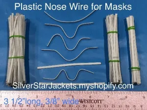 Bendable Plastic Strips for Nose Wire Sewing into Masks. 4mm wide, 4.5 inch long Flat plastic strips with metal wires. Ships from Ohio.