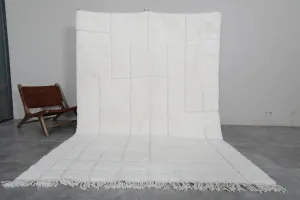 Beni Ourain Moroccan Rug - 6.5 x 9.4 Feet | Handwoven Wool with Geometric Pattern
