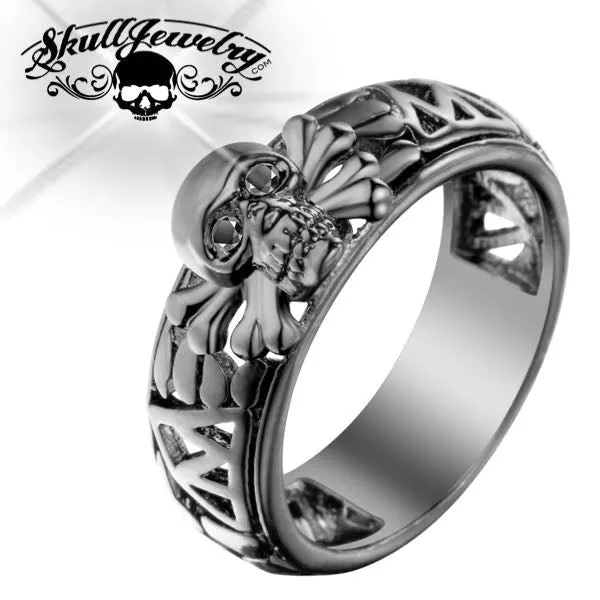 'Beyond The Black Diamond Gates' Skull Ring (w026)