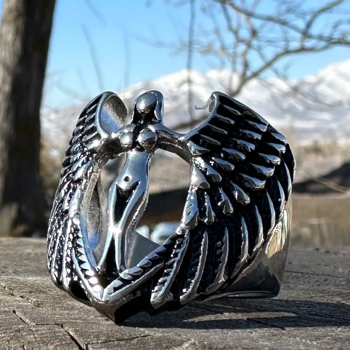 Biker Angel - Stainless Steel Ring (#494)