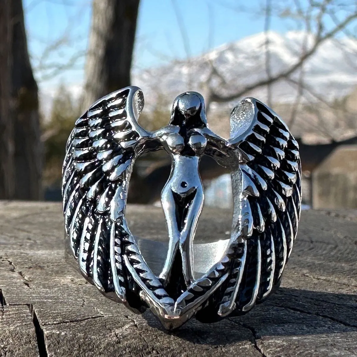 Biker Angel - Stainless Steel Ring (#494)