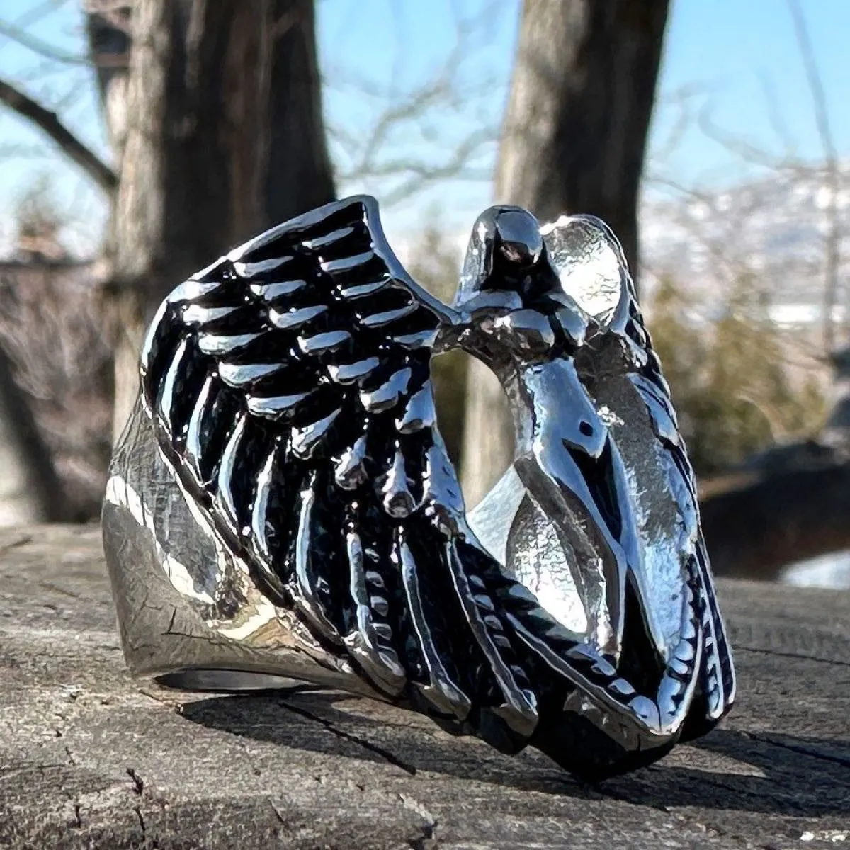 Biker Angel - Stainless Steel Ring (#494)