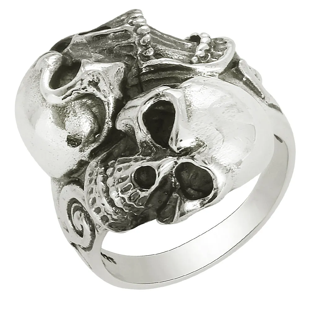 Biker Double Skull Ring