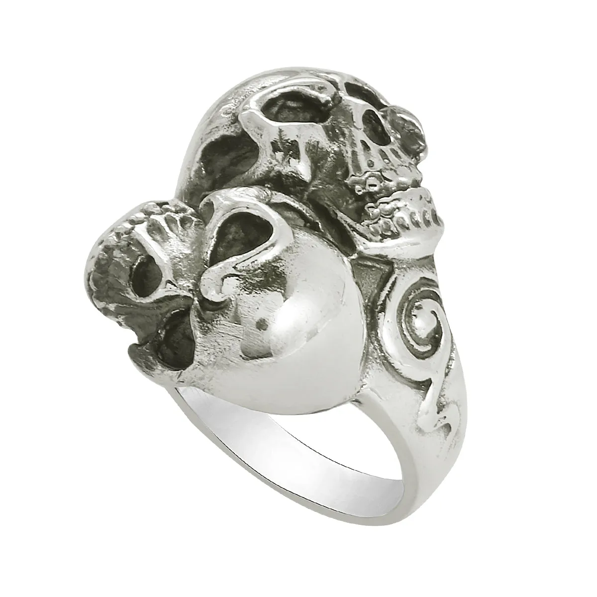 Biker Double Skull Ring