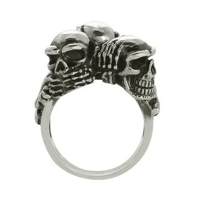 Biker Triple Skull Ring