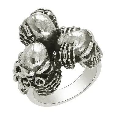 Biker Triple Skull Ring