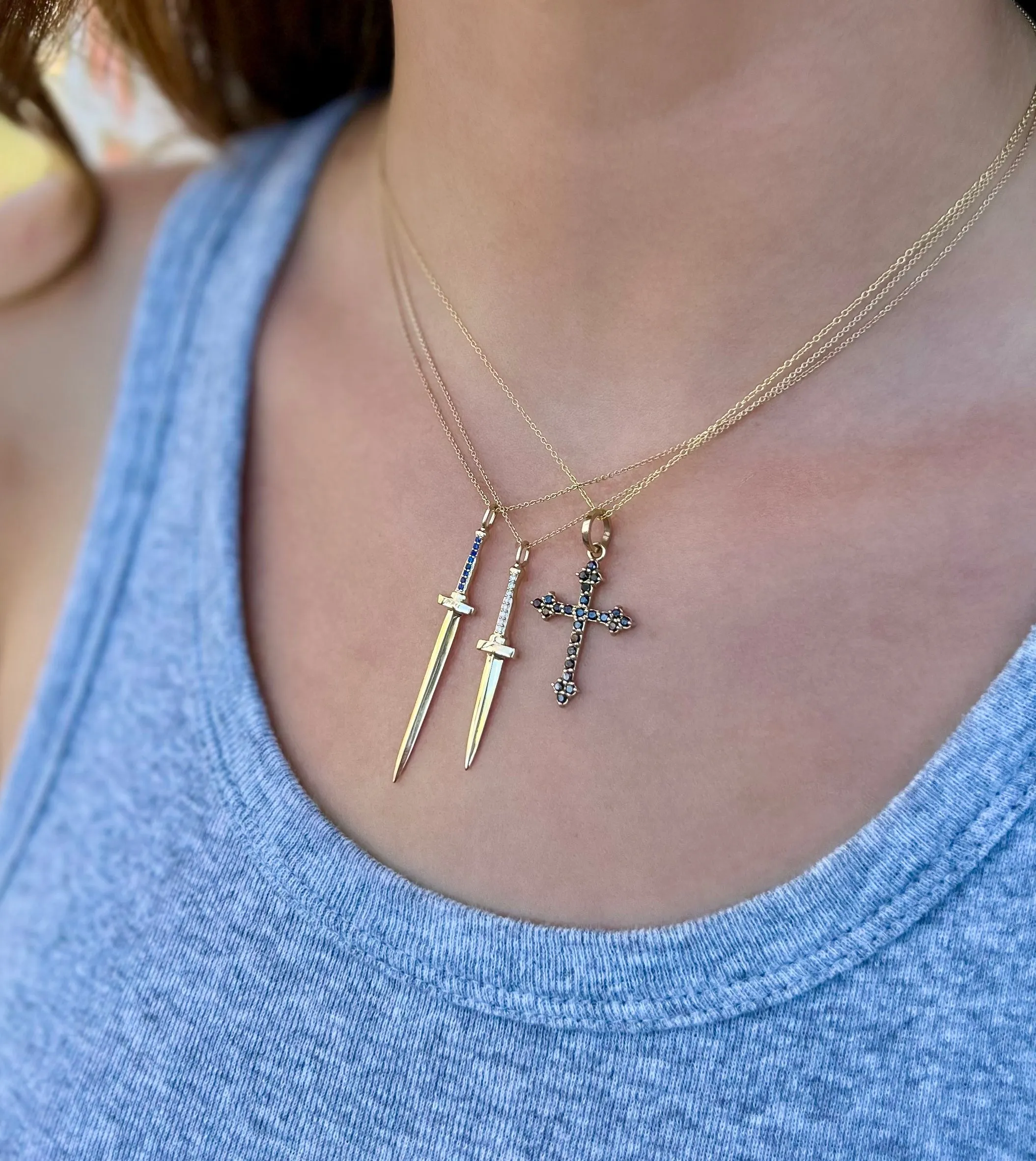 Black Diamond Gothic Cross Pendant