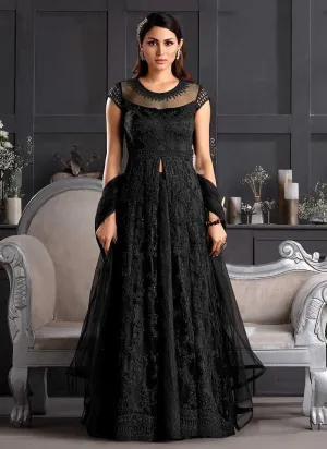 Black Heavy Embroidered Kalidar Lehenga/Pant Style Anarkali