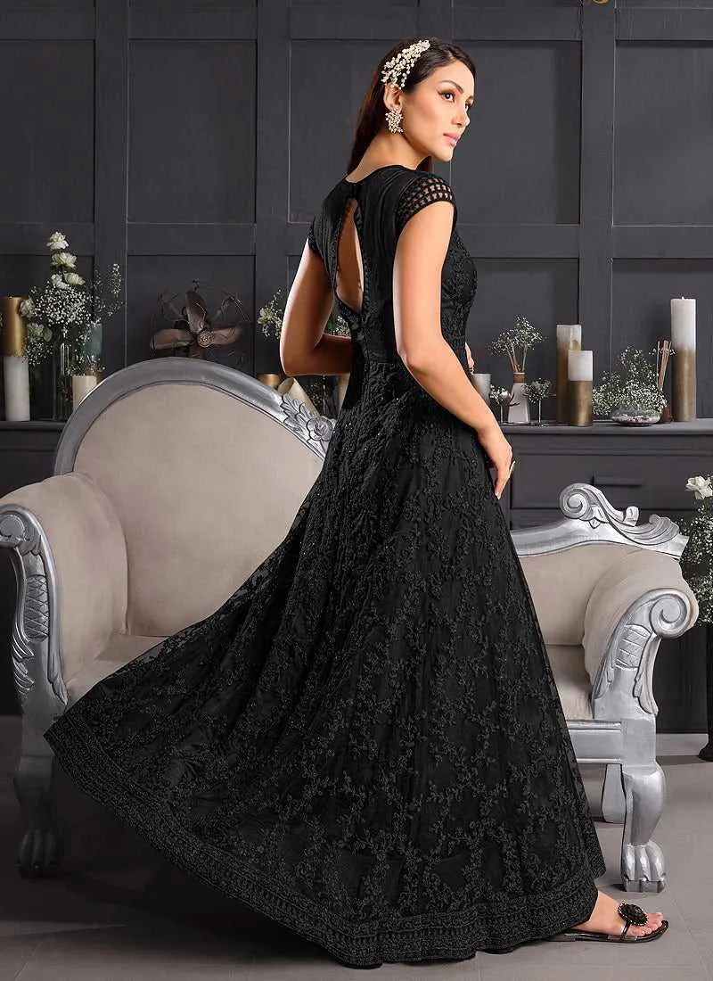 Black Heavy Embroidered Kalidar Lehenga/Pant Style Anarkali