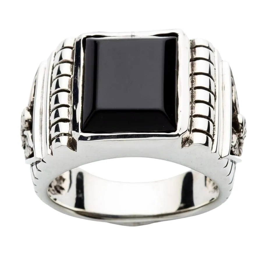 Black Onyx Eagle Sterling Silver Mens Ring