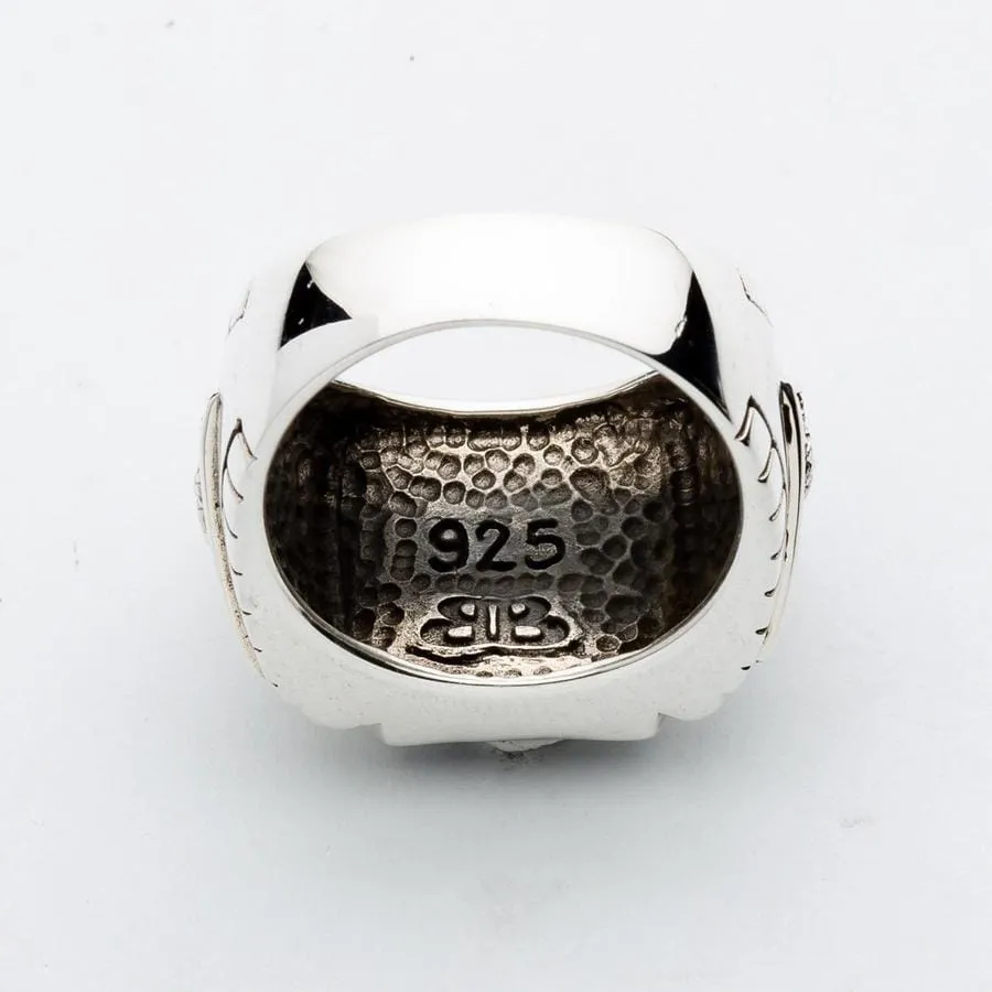 Black Onyx Eagle Sterling Silver Mens Ring