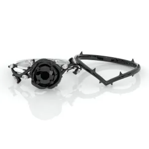 Black Rose- .50ct Round Cut Diamond Modern Goth Engagement Rings