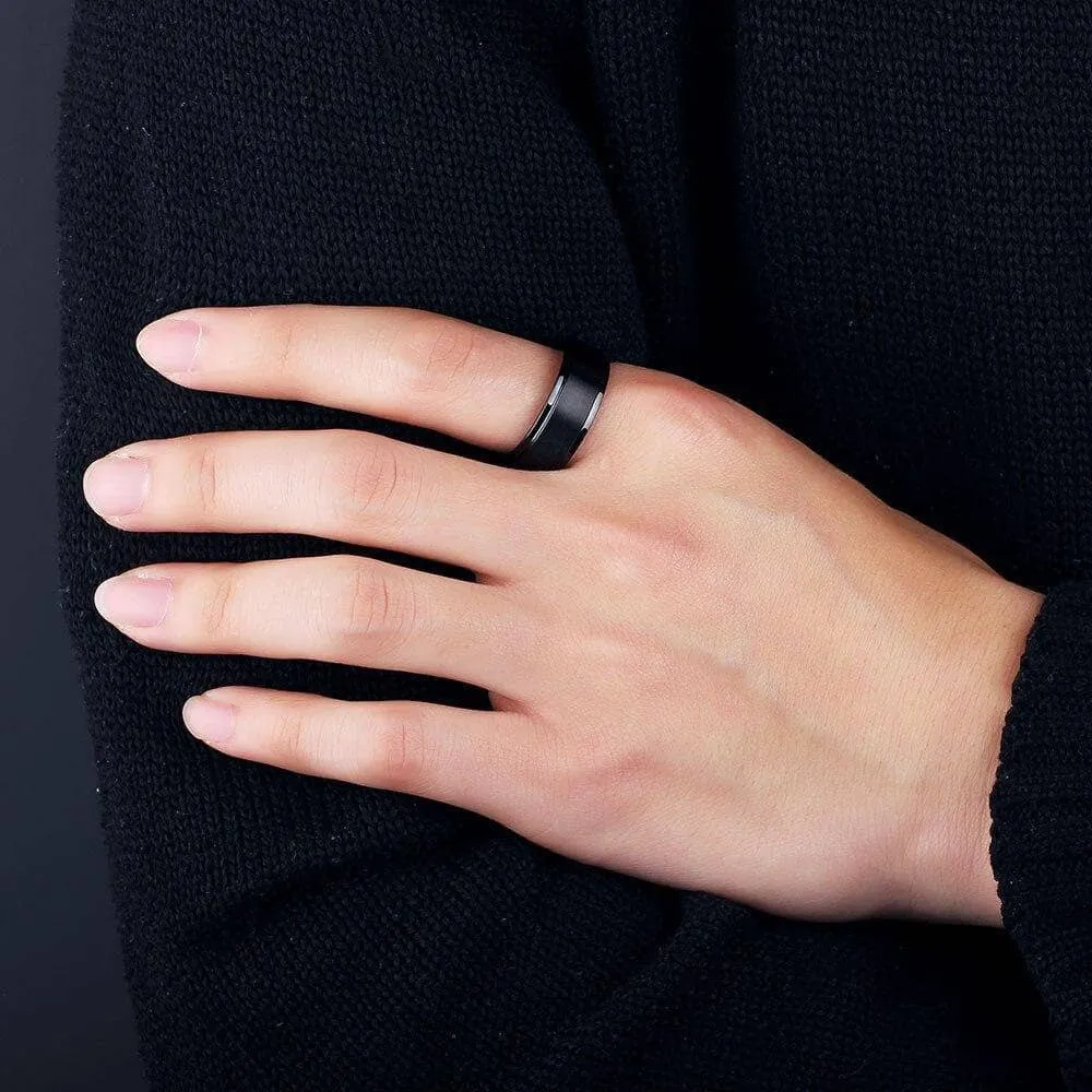 Black Stainless Personalized Engrave Name Rings
