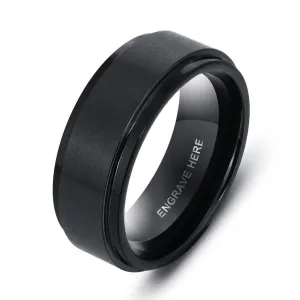 Black Stainless Personalized Engrave Name Rings