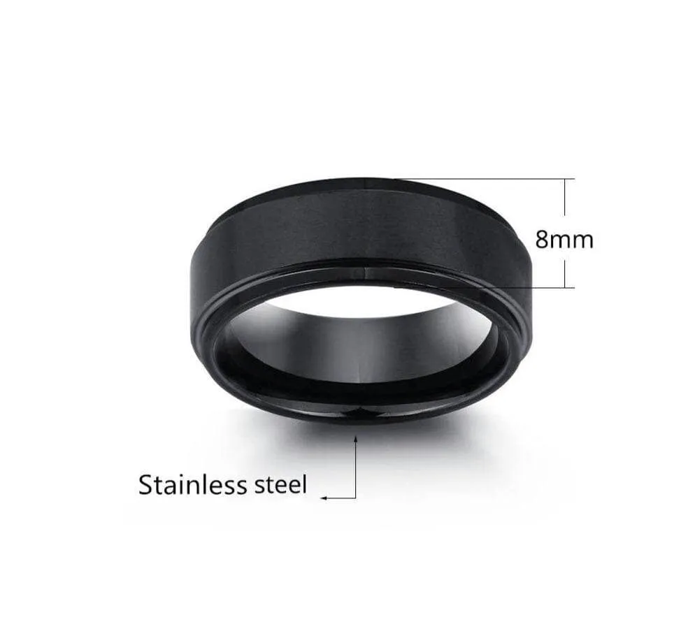 Black Stainless Personalized Engrave Name Rings
