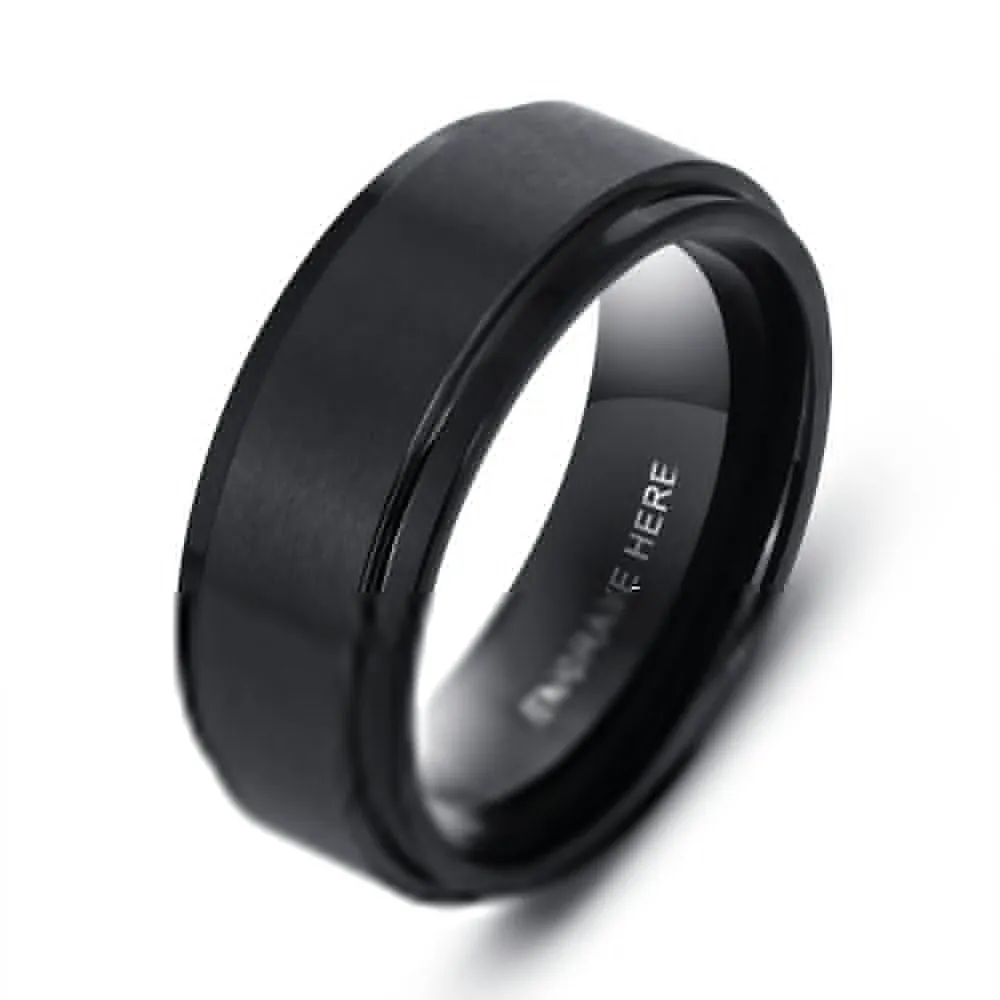 Black Stainless Personalized Engrave Name Rings