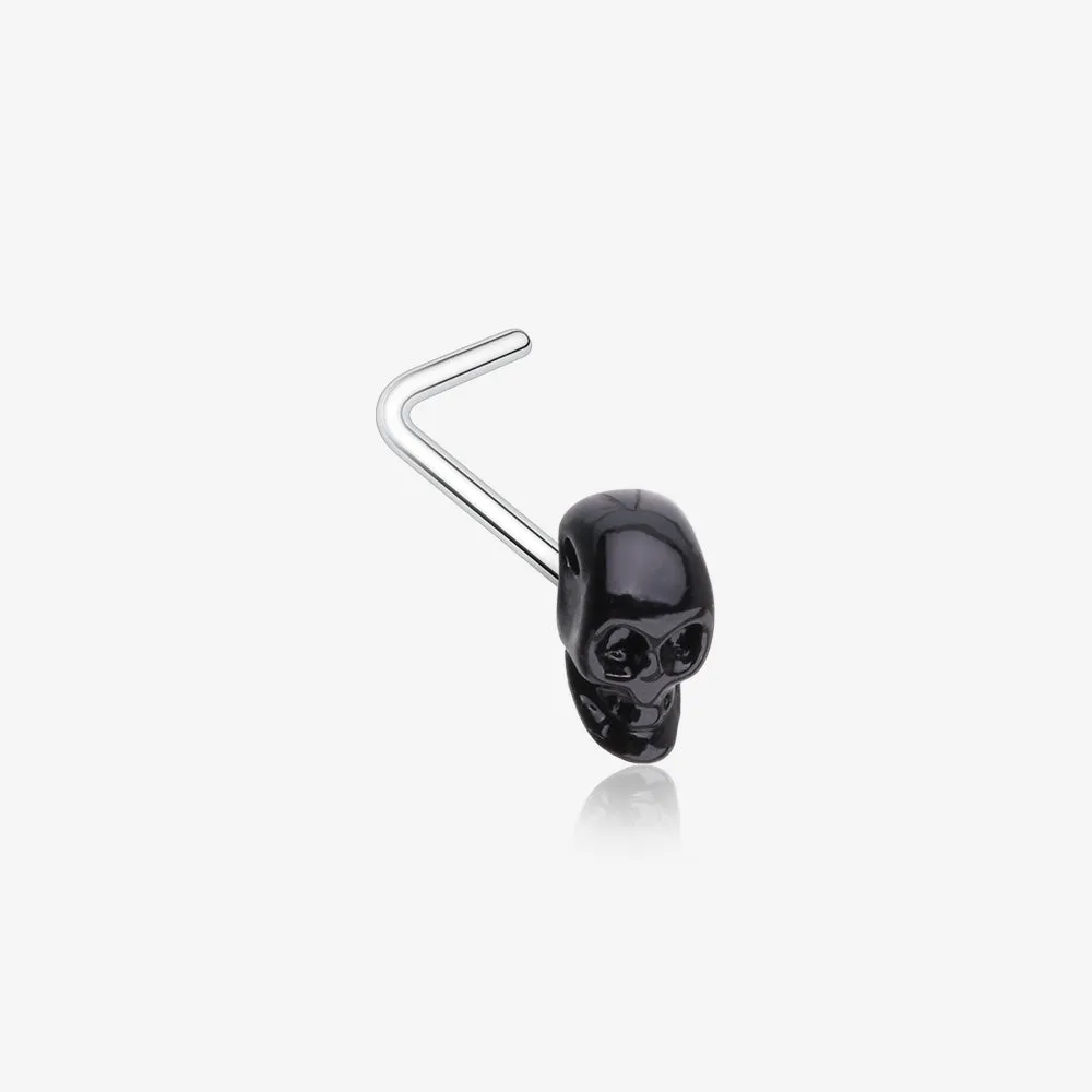 Blackline Death Skull Head L-Shaped Nose Ring