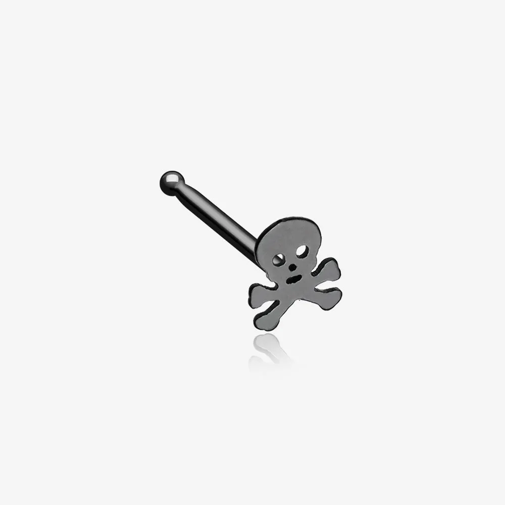 Blackline Pirate Skull Nose Stud Ring