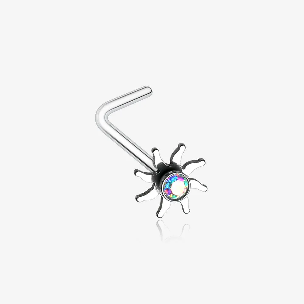 Blazing Sun Sparkle L-Shaped Nose Ring