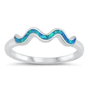 Blue Lab Opal Ocean Water Promise Ring New .925 Sterling Silver Band Sizes 4-10