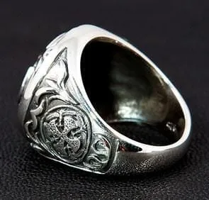 Blue Sapphire Medieval Cross Sterling Silver Ring