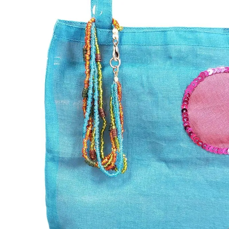 Blue Sarong with Matching Bag and Bracelet