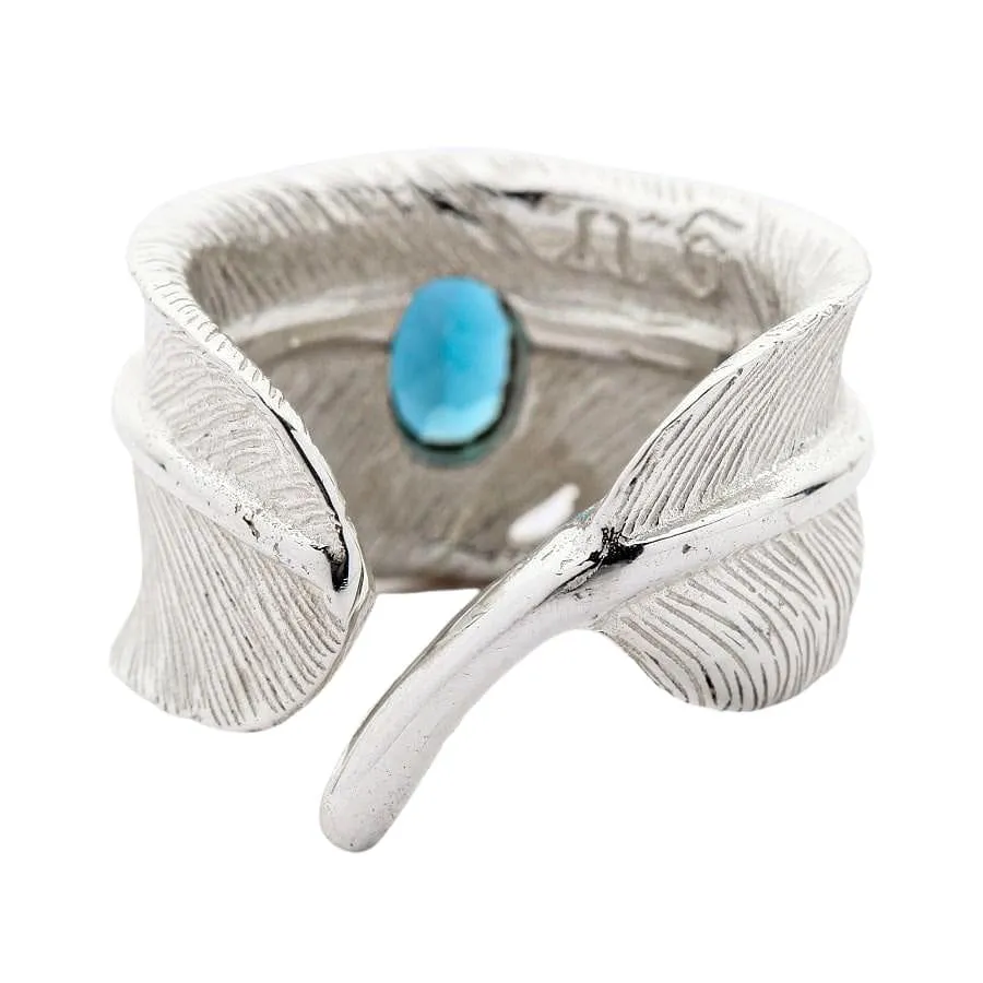 Blue Topaz Feather Sterling Silver Ring
