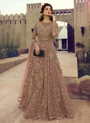 Blush Nude Heavy Embroidered Gown Style Anarkali Suit