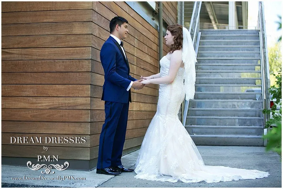 Blush Pink Ivory Mermaid Wedding Dress (#Mckenzie)
