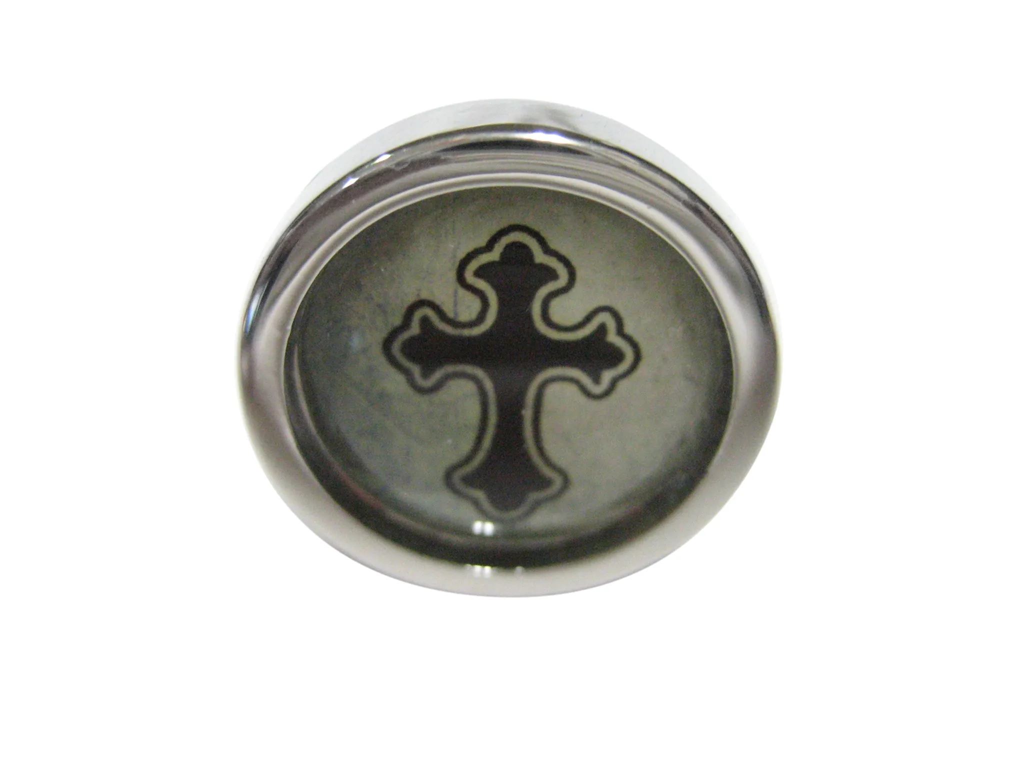 Bordered Gothic Cross Adjustable Size Fashion Ring