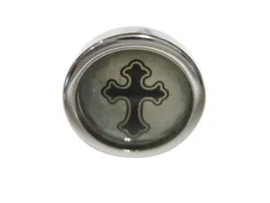 Bordered Gothic Cross Adjustable Size Fashion Ring
