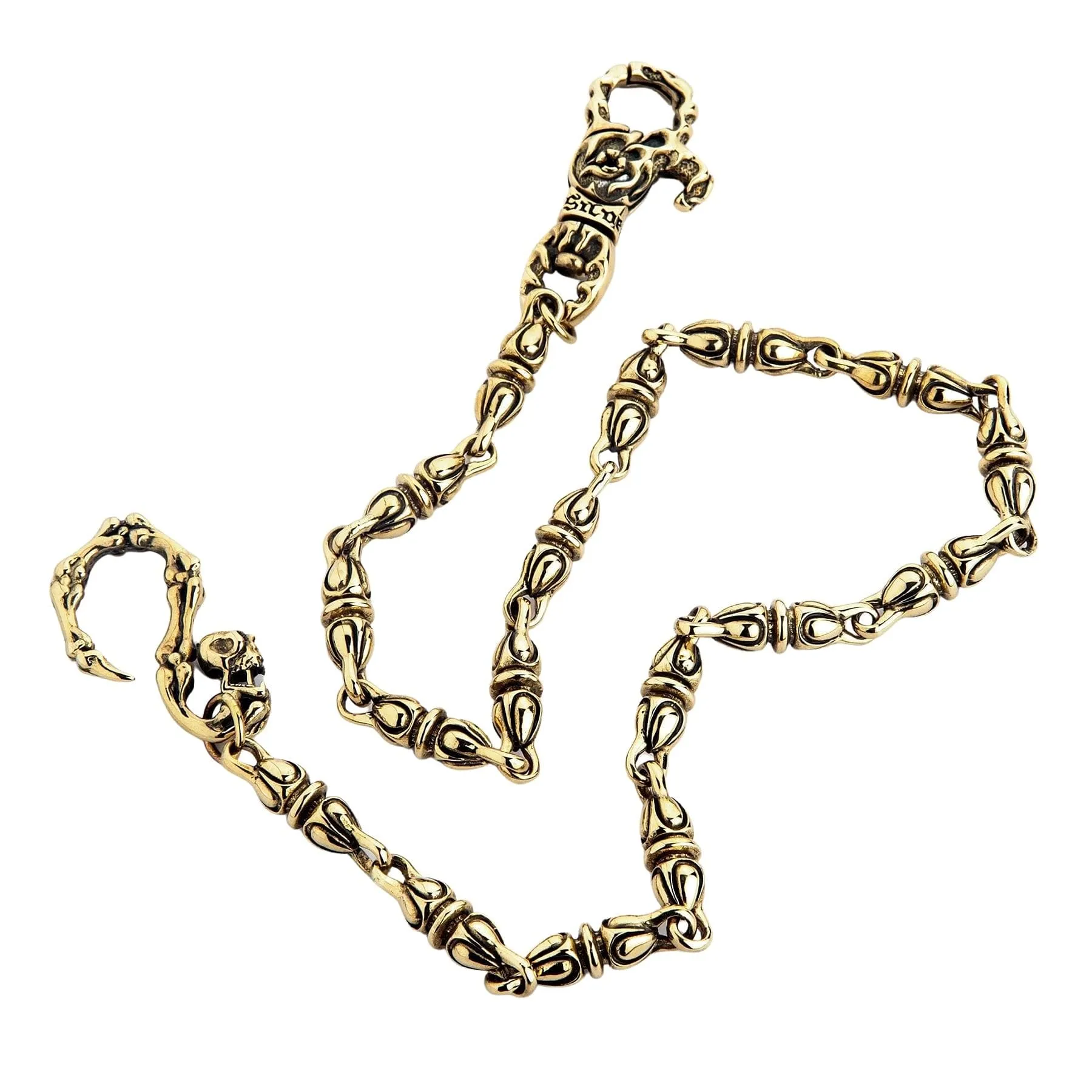 Brass Tribal Skull Gothic Wallet Chain