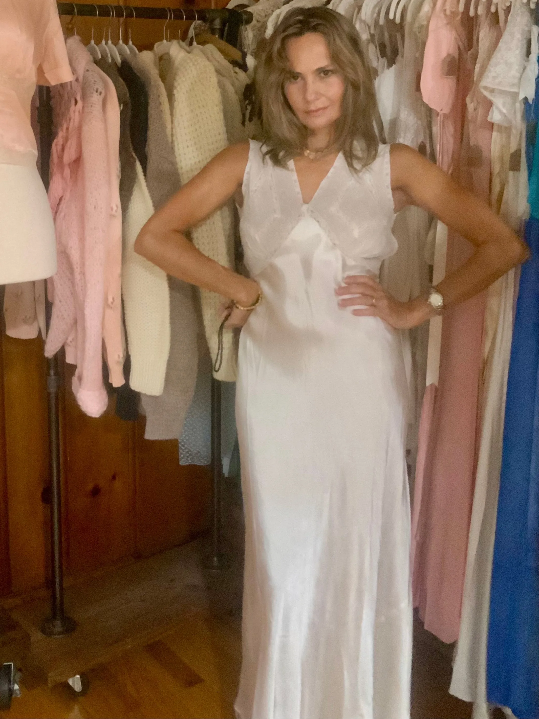 Bridal Satin Nightgown - 40s - 40Y