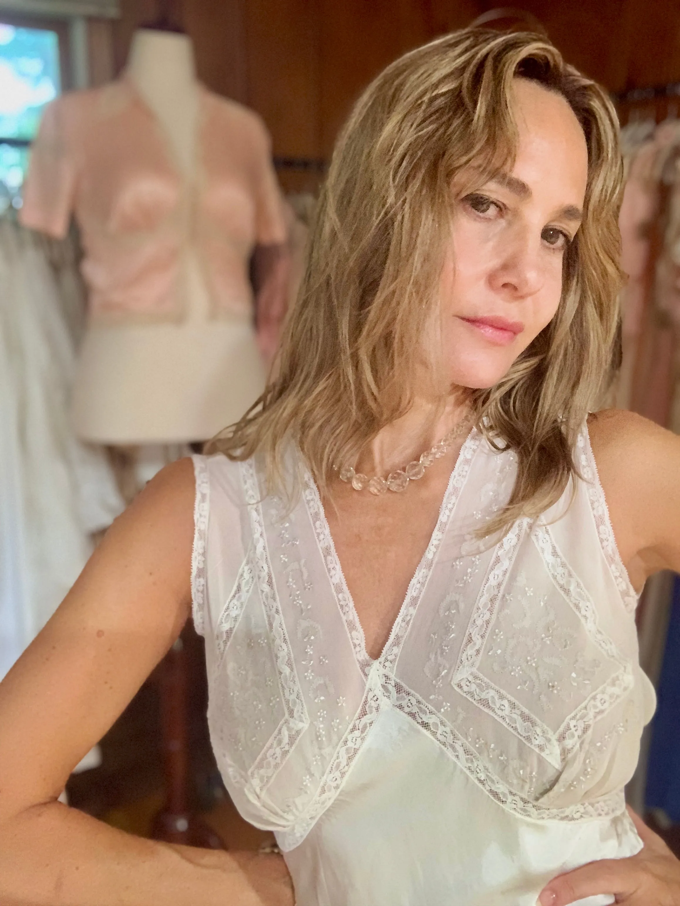 Bridal Satin Nightgown - 40s - 40Y