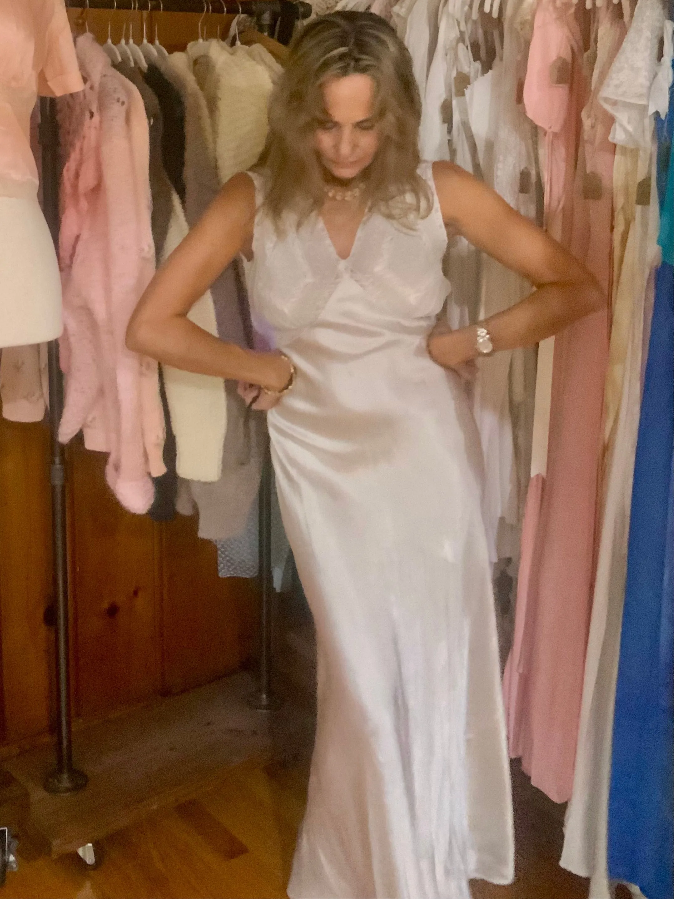 Bridal Satin Nightgown - 40s - 40Y
