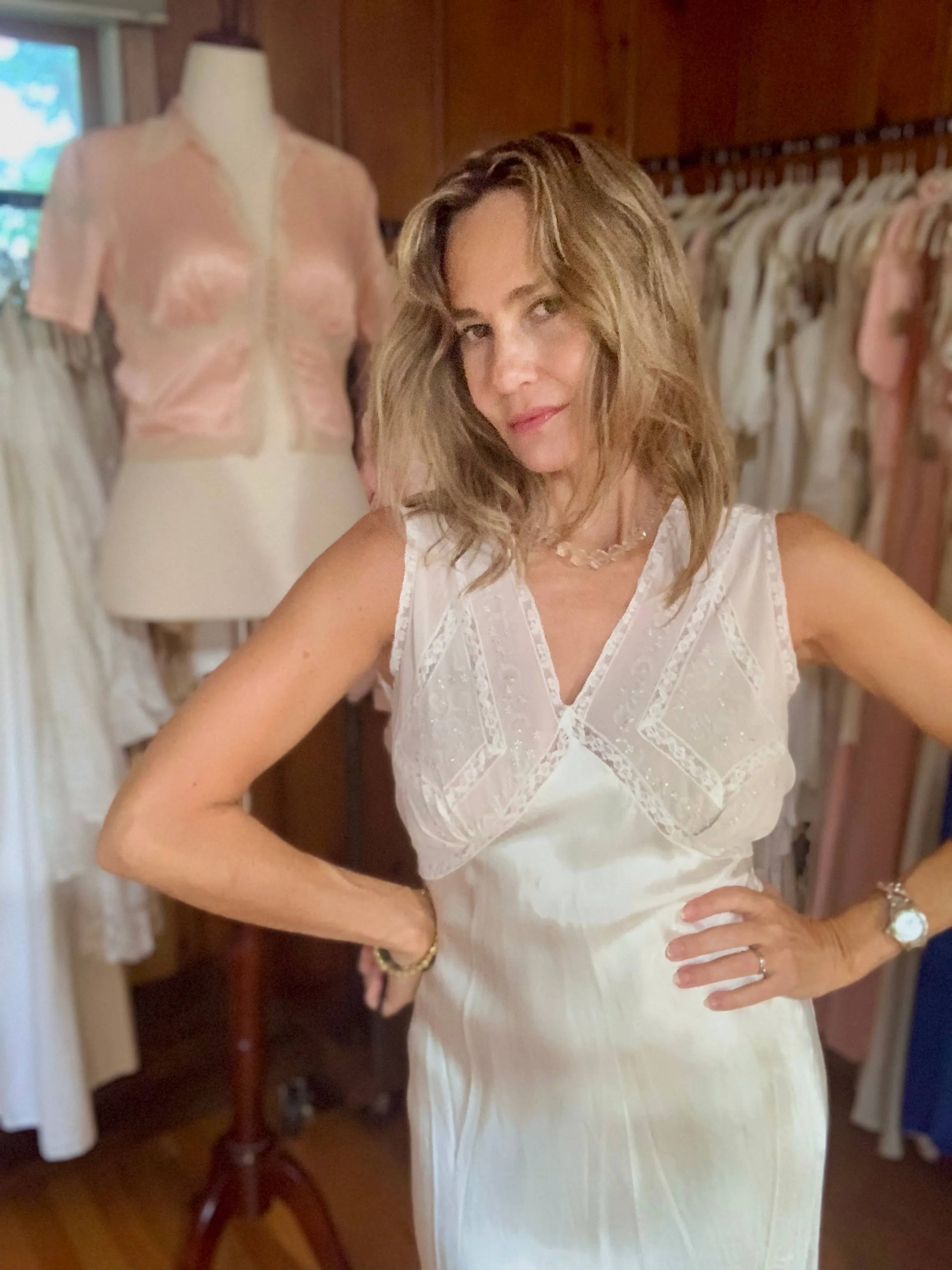 Bridal Satin Nightgown - 40s - 40Y