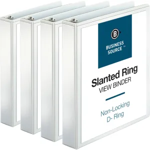 Business Source Basic D-Ring White View Binders