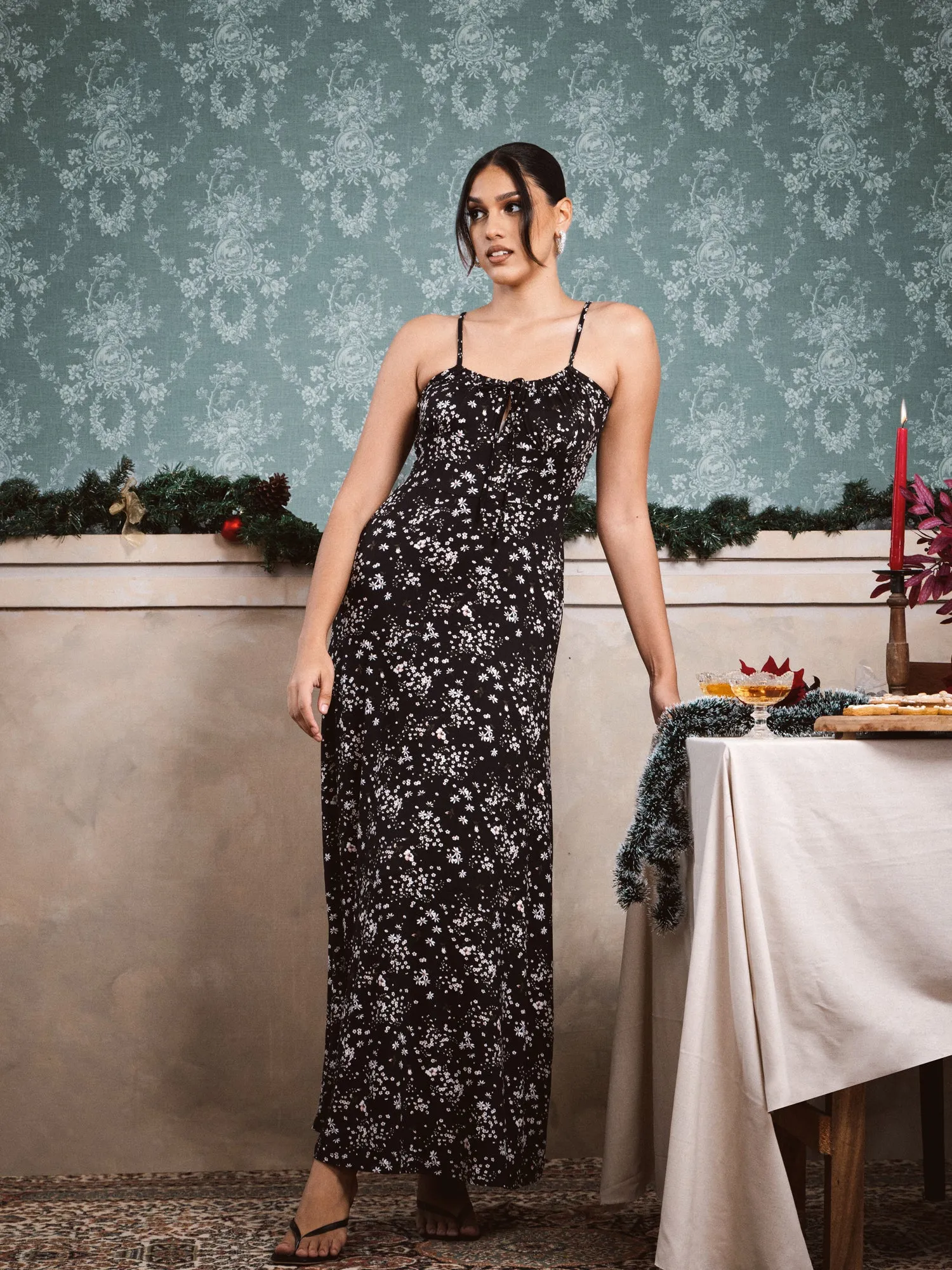 Bustier Detail Maxi Dress