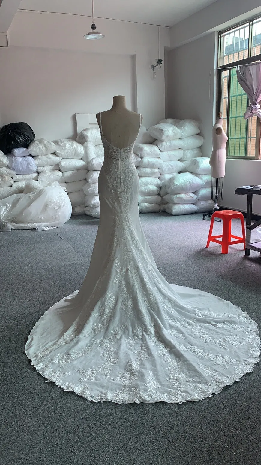 BYG 2020 summer style spaghetti strap mermaid bridal dress