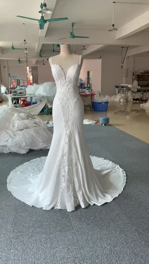 BYG 2020 summer style spaghetti strap mermaid bridal dress