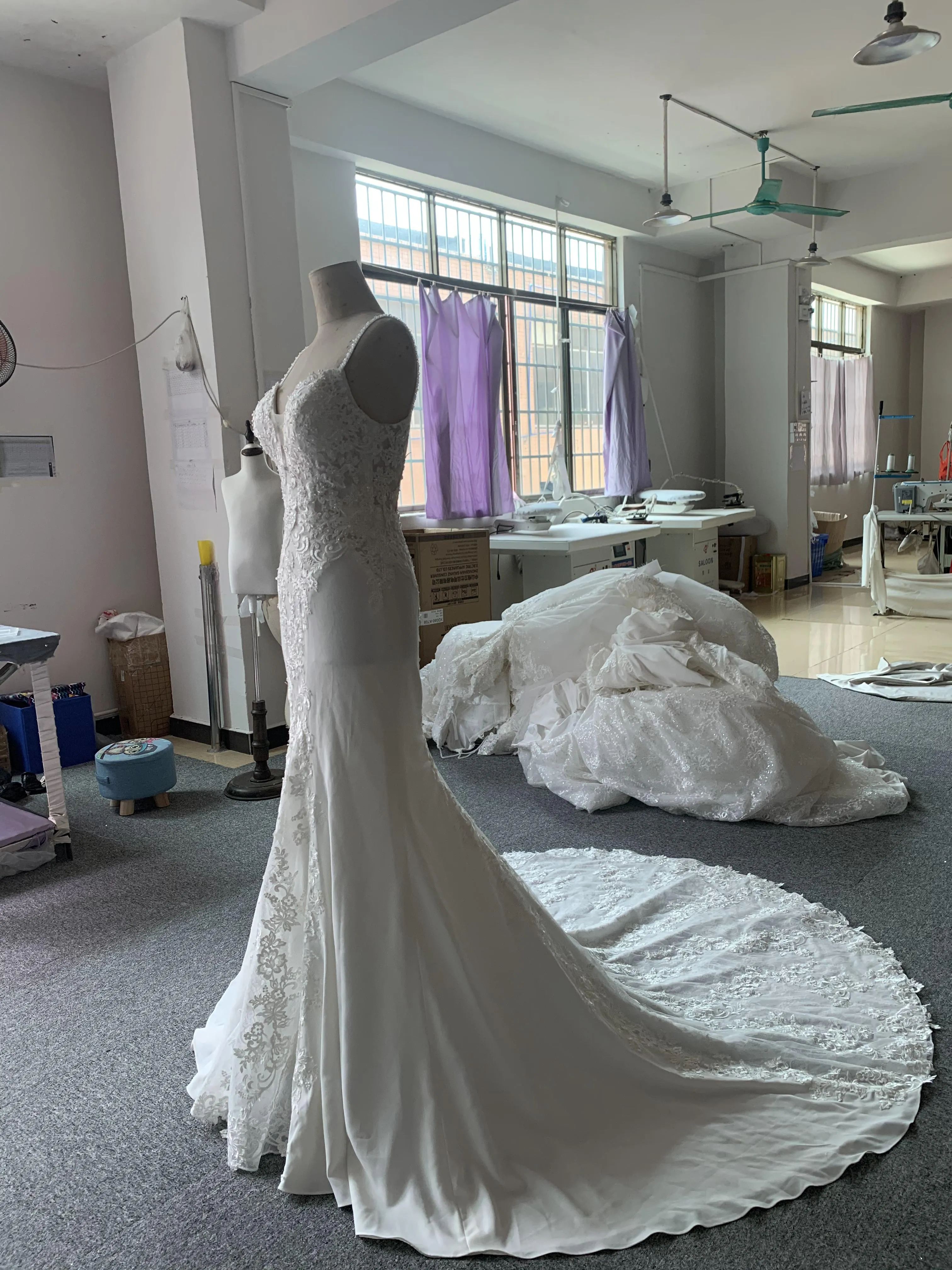 BYG 2020 summer style spaghetti strap mermaid bridal dress