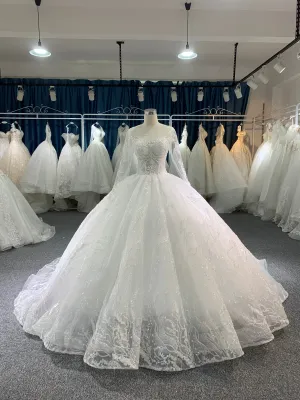 BYG new style long sleeves chapel train bridal gown