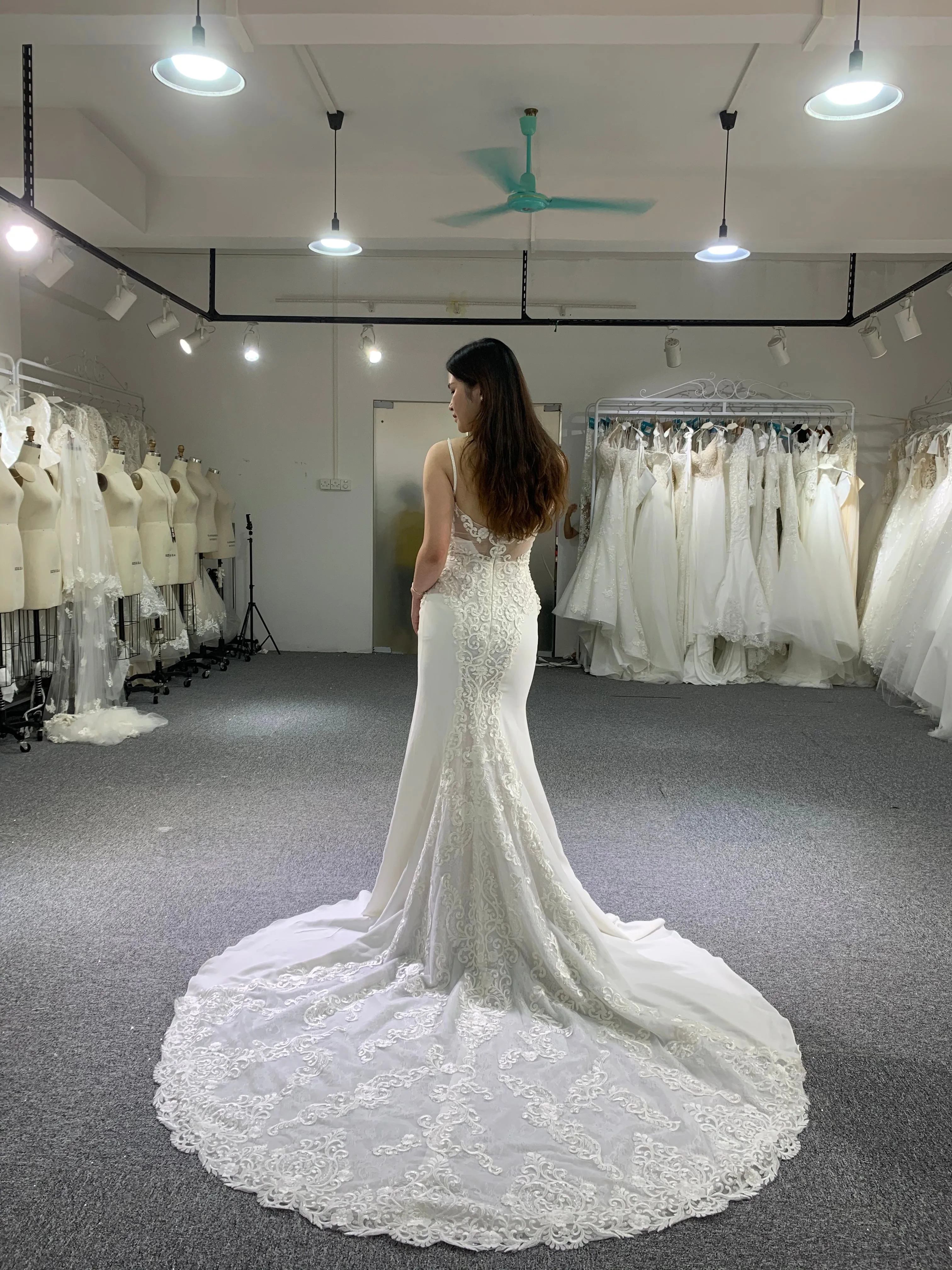 BYG summer style spaghetti strap mermaid bridal dress