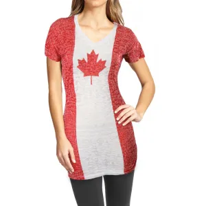 Canada Canadian Flag Women's Beach Bikini Cover Up Burnout Fabric T-Shirt