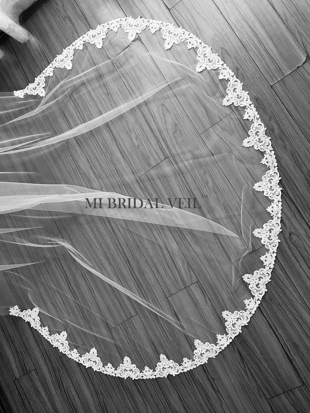 Cathedral Wedding Veil, Vintage Inspired Sequin Lace on Bottom, Mi Bridal