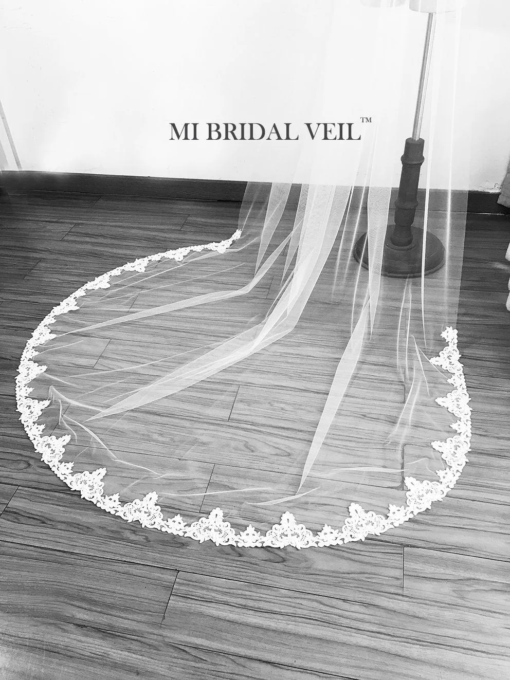 Cathedral Wedding Veil, Vintage Inspired Sequin Lace on Bottom, Mi Bridal
