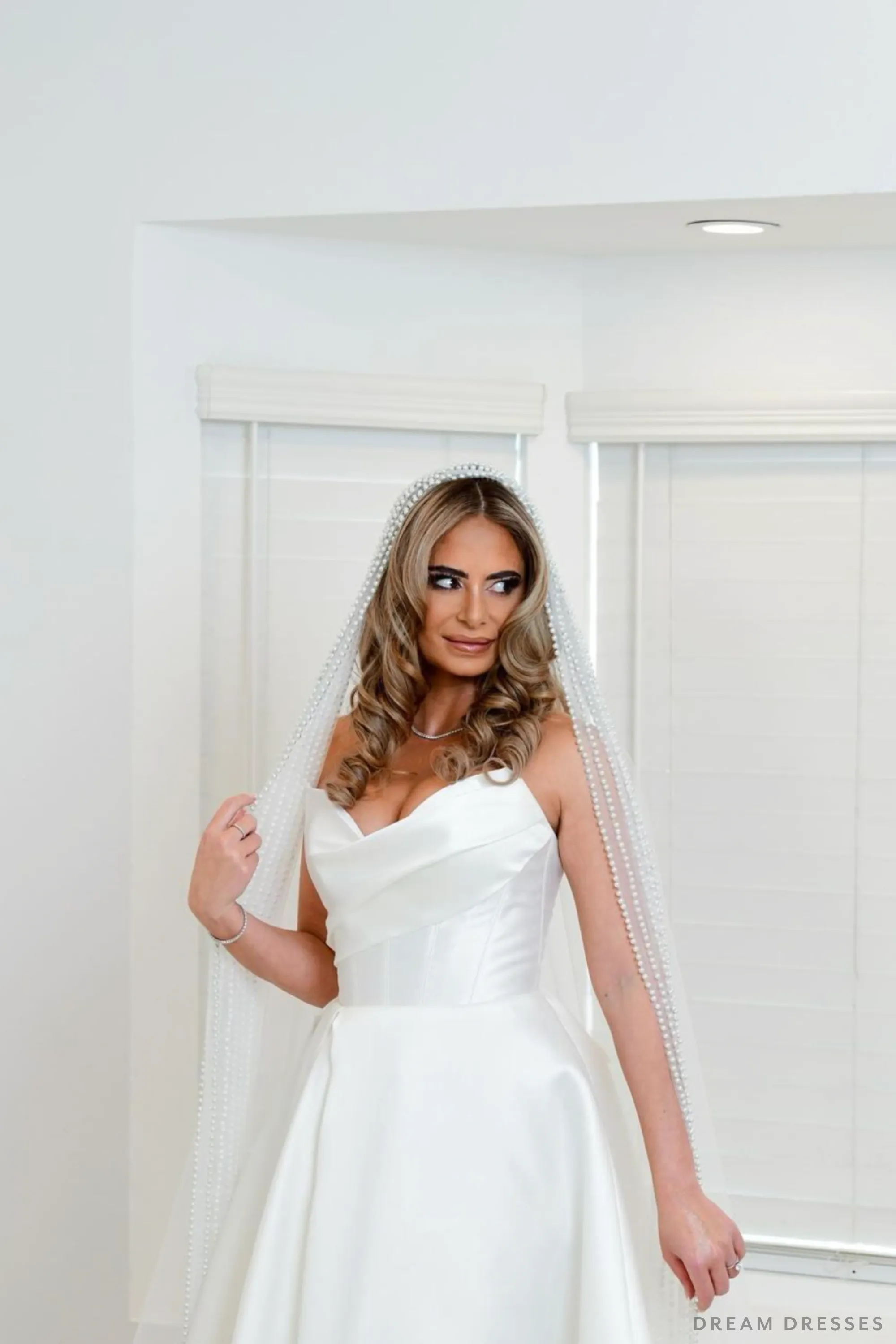 Cathedral Wedding Veil with Pearls (#QUEEN)