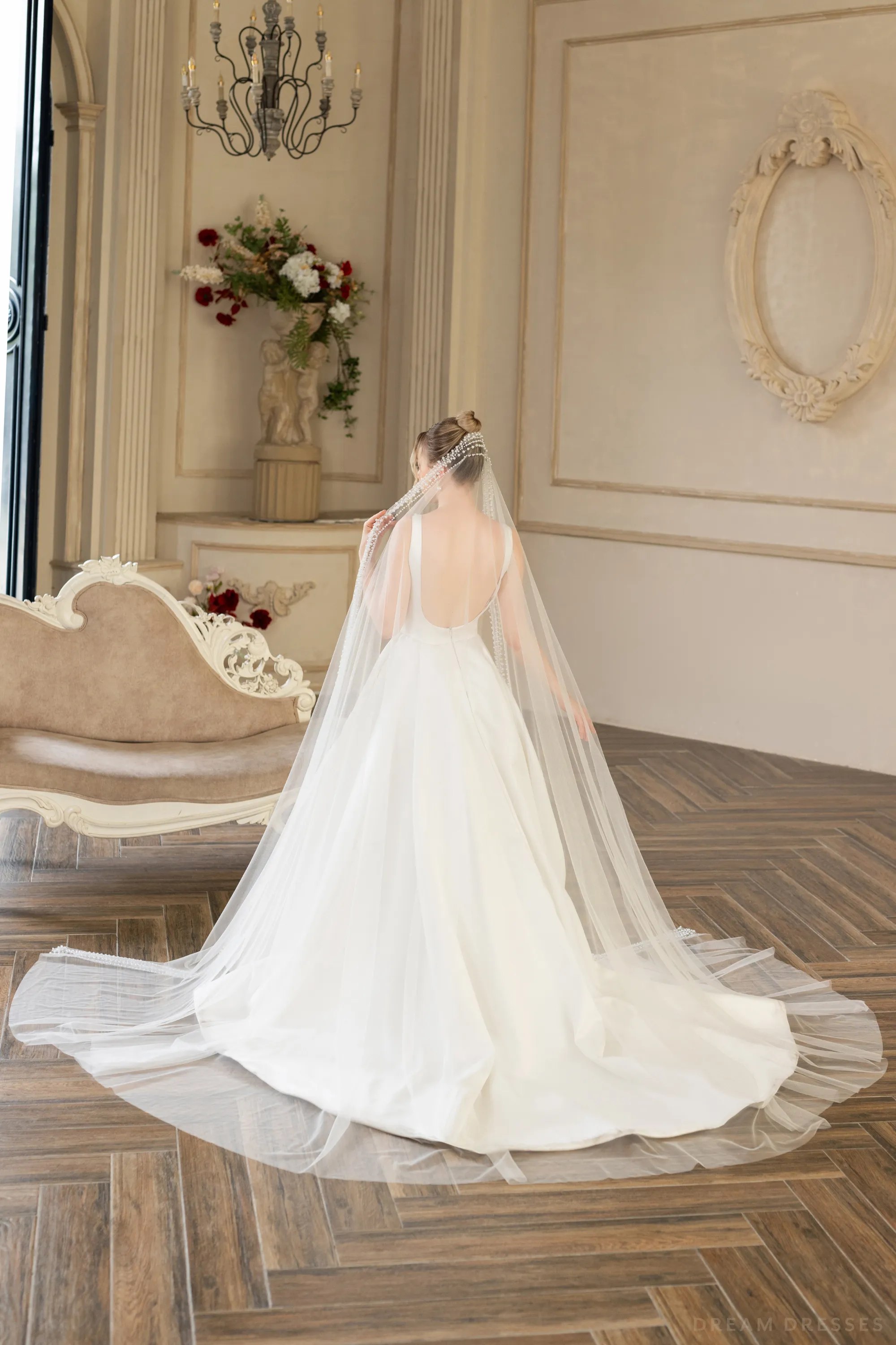 Cathedral Wedding Veil with Pearls (#QUEEN)